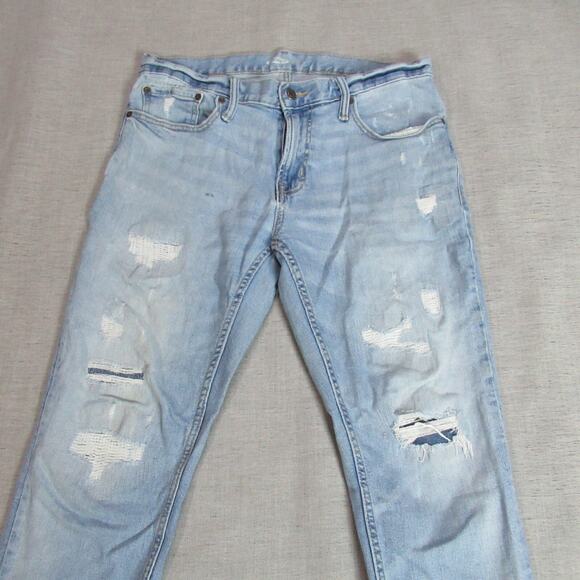Old Navy Jeans Mens 32X30 Blue Skinny Built In Flex Distressed Y2K Punk Grunge - Picture 3 of 12